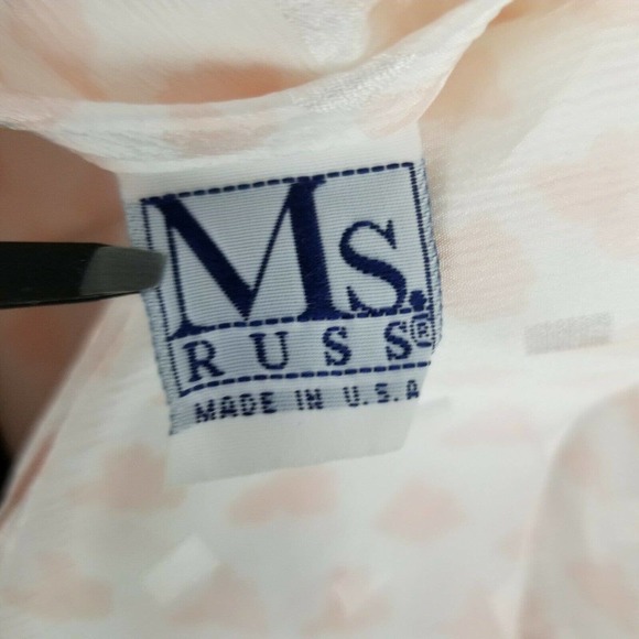 Women Blouse Tie Neck Button Long Puff Sleeve Vintage Ms Russ No Size Tag Union - Picture 8 of 12